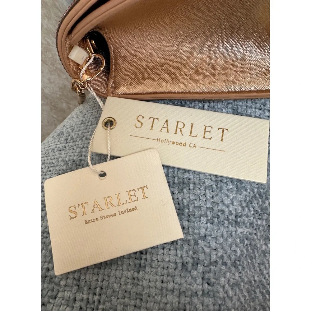 Starlet Hollywood Champagne Rhinestone Bow Crossbody Bag BGR-6189 Francesca NEW